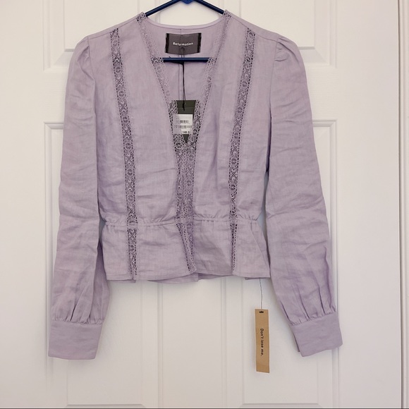 Reformation Odette Lace Inset Top - Picture 5 of 8